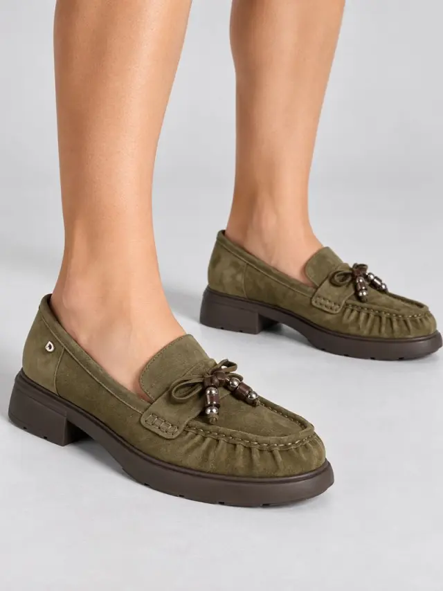 Donna Serena Μοκασίνια-Loafers Γυναικείο δέρμα Nubuck Πράσινο DSE/6212 MILITARE - 37 2