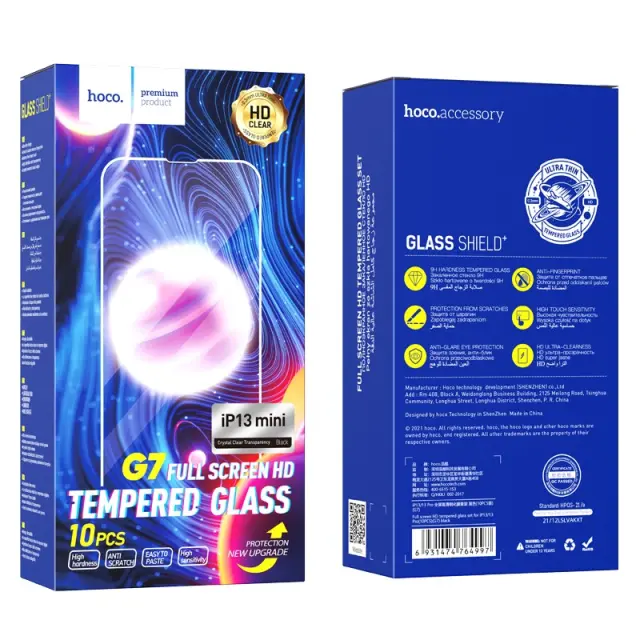 Tempered Glass Hoco G7 Full Screen HD για Apple iPhone 13 mini Μαύρο Σετ 10 τμχ. 2