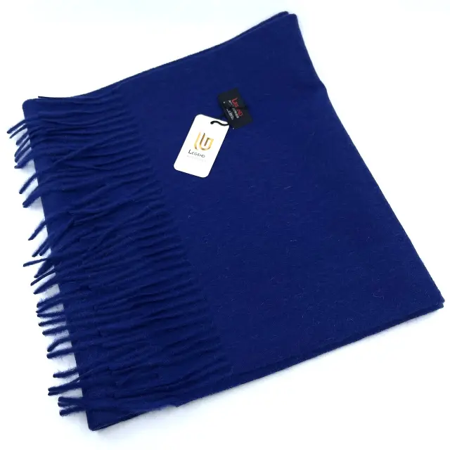 Μπλε Μονόχρωμο Κασκόλ με Μακριά Κρόσια 2