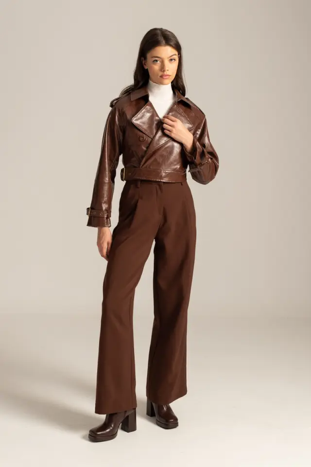 Cropped biker τζακετ δερματίνη PENELOPE - XS