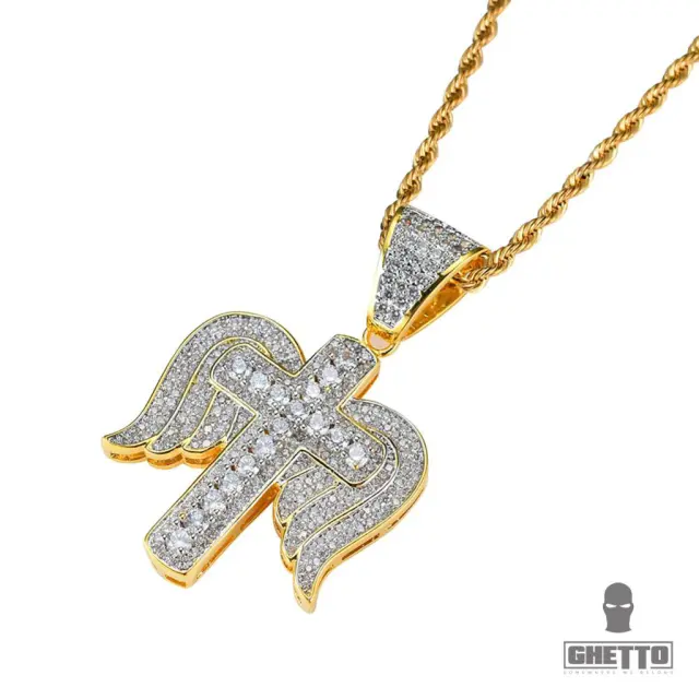 Ghetto Cross CZ Stones Necklace Hip Hop 2