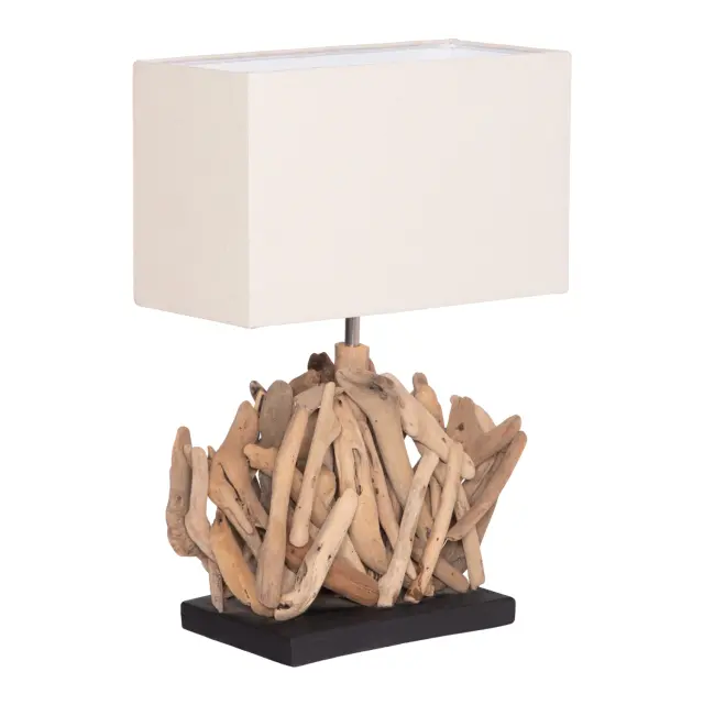 Επιτραπέζιο ορθογώνιο φωτιστικό Twiggy Driftwood & λευκό καπέλο 35.5x15x47 εκ.