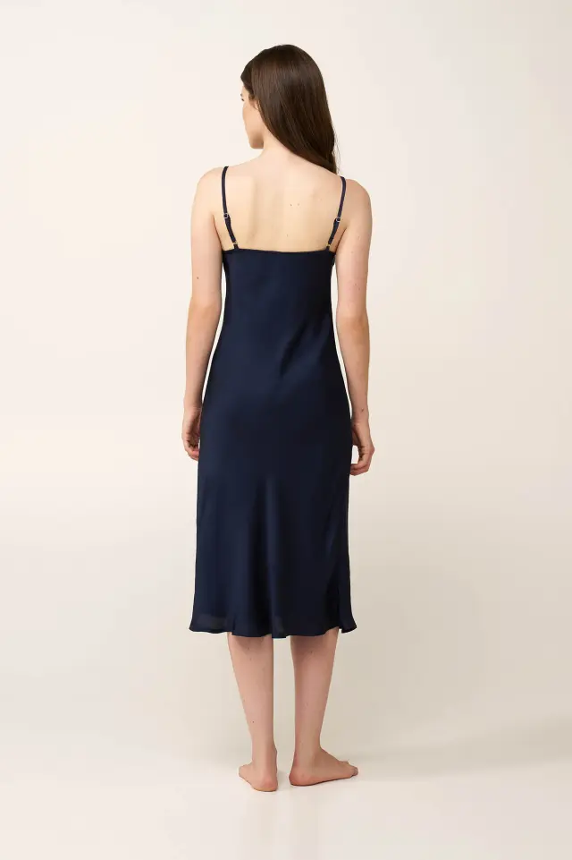 Σατέν Νυχτικό με Τιράντες Vamp 24175 BLUE BLAZER 3