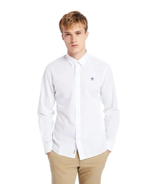 TIMBERLAND LS E-R POP SOLID SHIRT ΠΟΥΚΑΜΙΣΟ ΑΝΔΡΙΚΟ WHITE