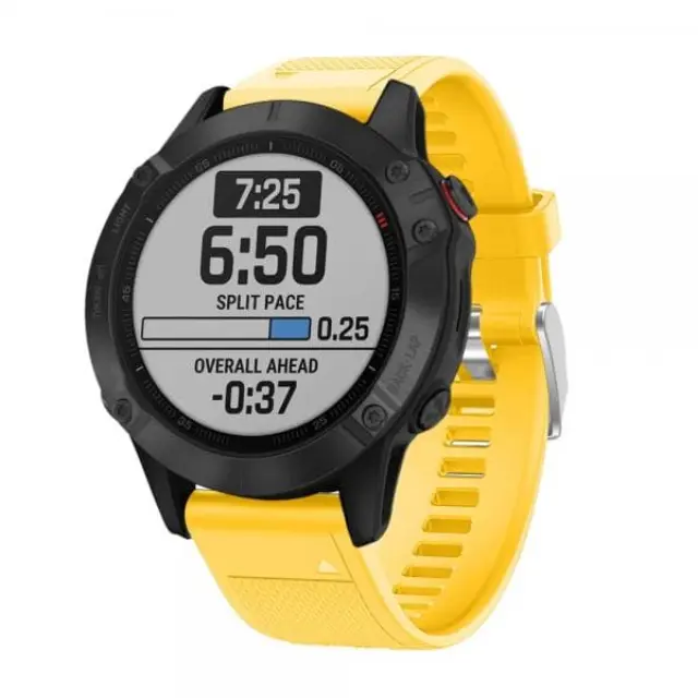 Λουράκι Σιλικόνης για Garmin Fenix 5/6/6 Pro/7/8/9 (47mm) Με Ασημένιο Κλείσιμο- Yellow OEM