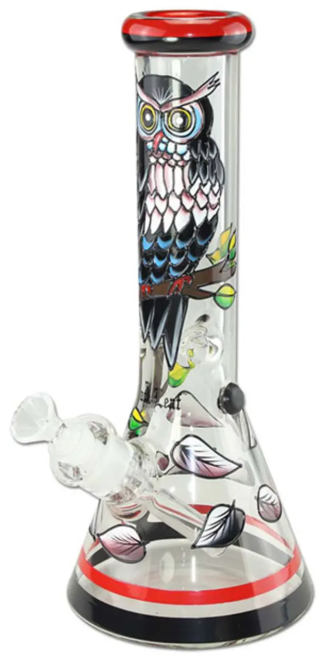 Γυάλινο Hand Painted Ice Bong Night Owl 32cm