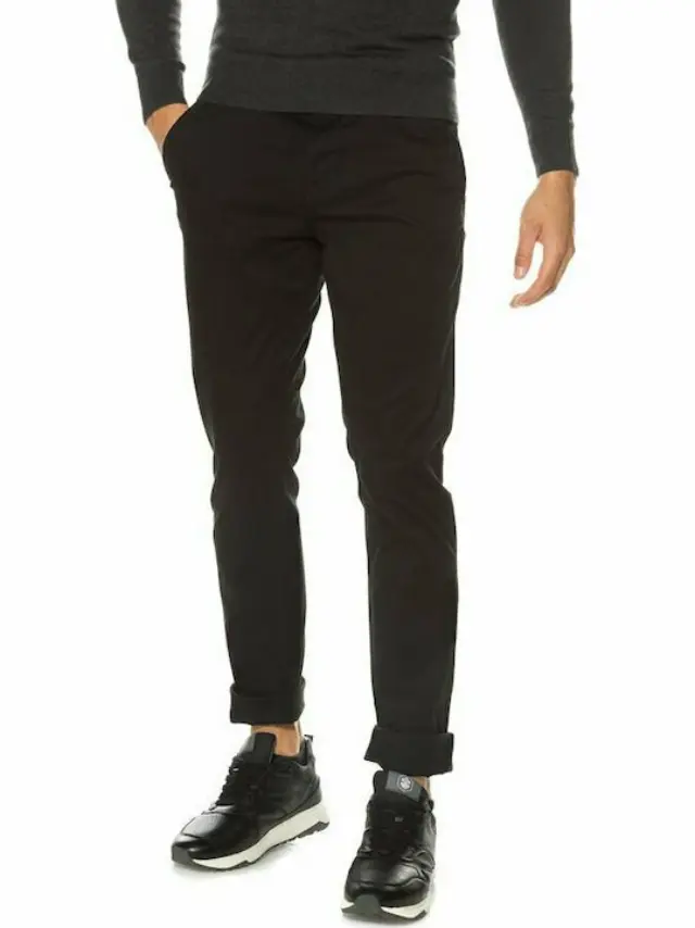 TOM TAILOR SLIM CHINO WITH BELT-ΠΑΝΤΕΛΟΝΙ ΑΝΔΡΙΚΟ BLACK