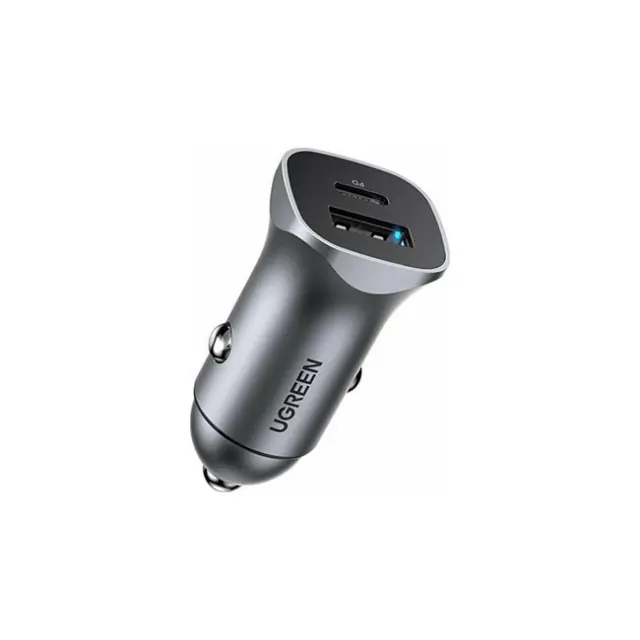 UGREEN Φορτιστής Αυτοκινήτου USB-C PD & USB-A QC 24W Gray (30780)