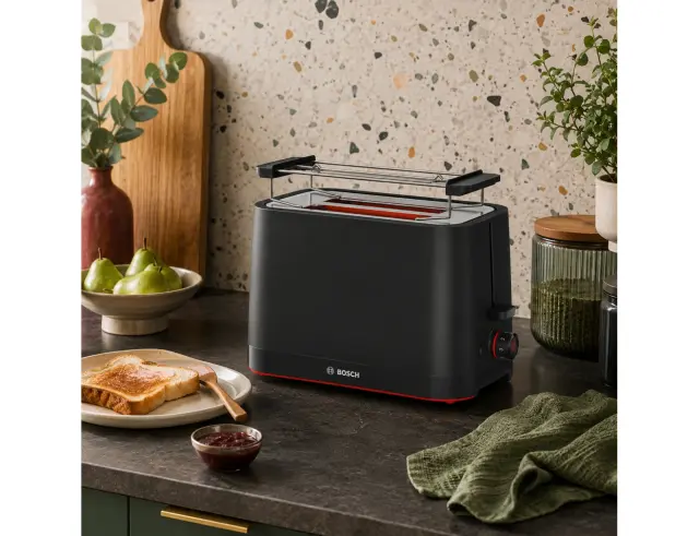Compact Φρυγανιέρα Bosch MyMoment TAT3M123 με ισχύ 950W και χωρητικότητα 2 φέτες ψωμιού - Black TAT3M123