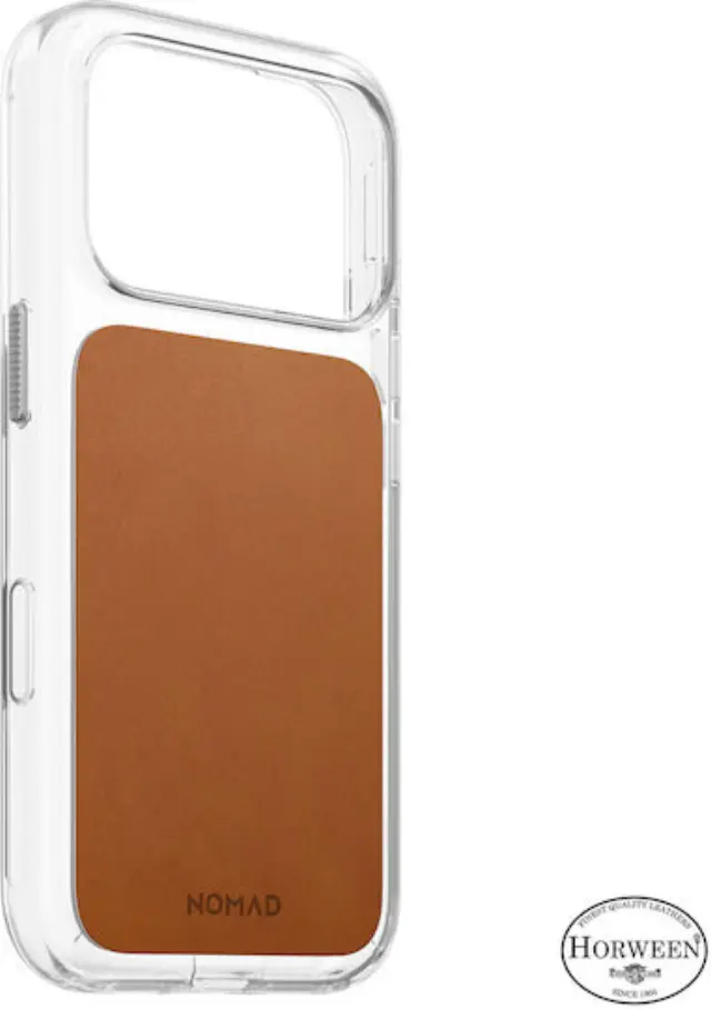 Nomad Clear Leather Case, saddle (Horween) - iPhone 18 Pro / 17 Pro