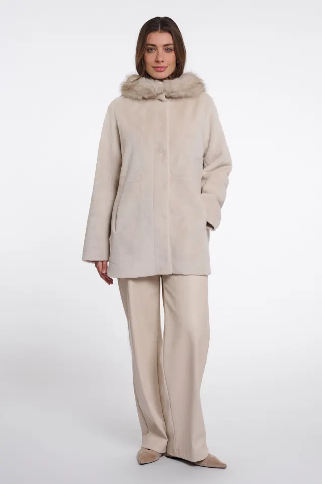 RINO & PELLE “MANS” FAUX FUR COAT (MANS-7002611-ECRU) - 40