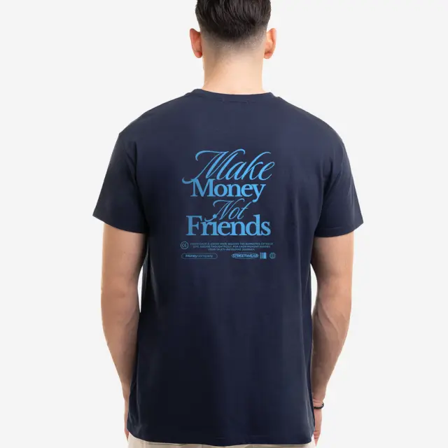T-shirt Noshame® Navy με τύπωμα Make Money not Friends - 122582 - XXL
