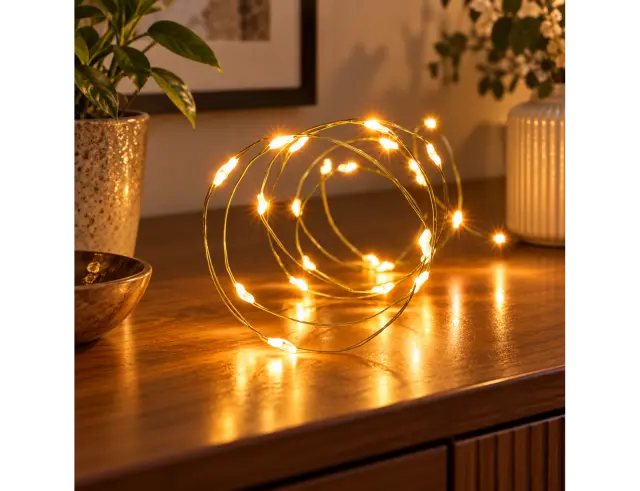 Deco 80 Φωτάκια MicroLED - 3.95 Μέτρα + 10 Εκατοστά σύνδεσης , με χρονοδιακόπτη, Χρυσό συρμάτινο καλώδιο - Θερμό λευκό AX9734120