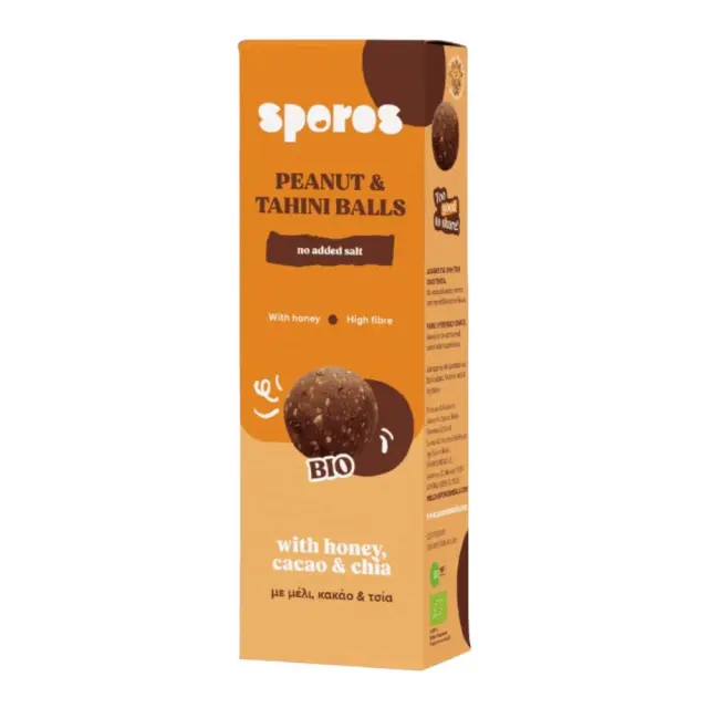 Mini Box Μπαλάκια Ταχίνι & Φυστικοβούτυρο Χωρίς Ζάχαρη 56gr - Sporos