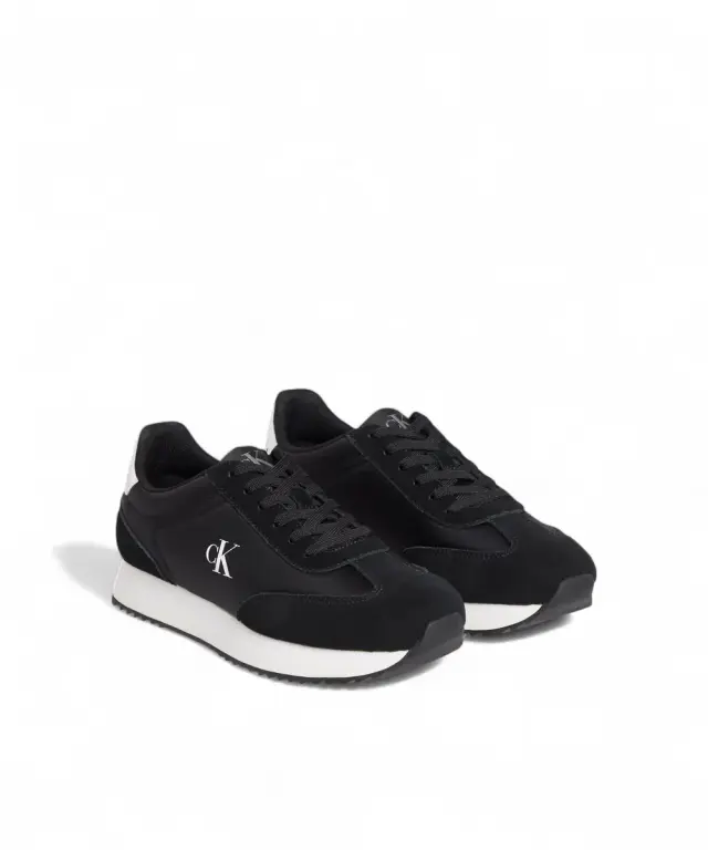 Calvin Klein - Γυναικεία Δερμάτινα Sneakers Runner Laceup Mg Nylon Mix YW0YW01828-0GM Μαύρο 2