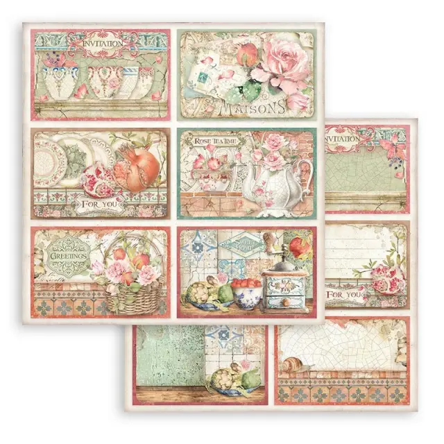Χαρτί scrapbooking διπλής όψης 30x30cm Stamperia, Casa Granada, 6 cards