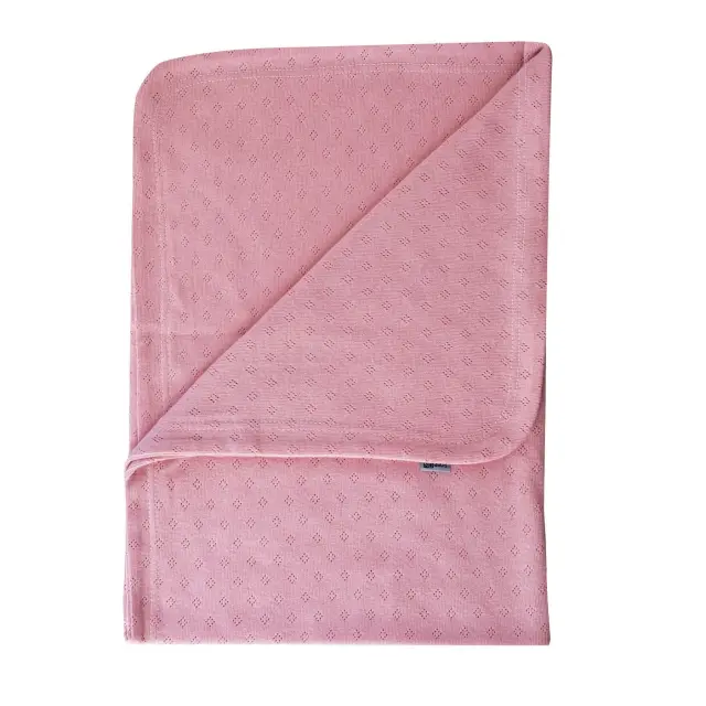 Κουβέρτα αγκαλιάς βαμβακερή FreeON Bubaba pointelle pink (65x90cm)