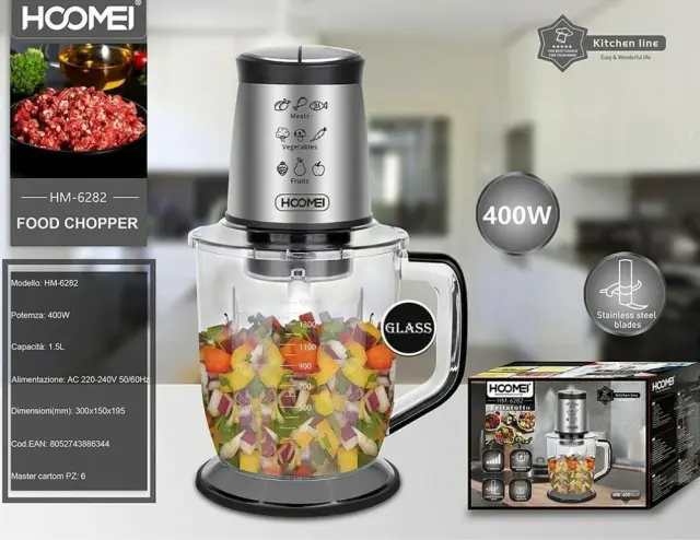 Hoomei HM-6282 Πολυκόπτης Multi 400W με Δοχείο 1.5lt 2