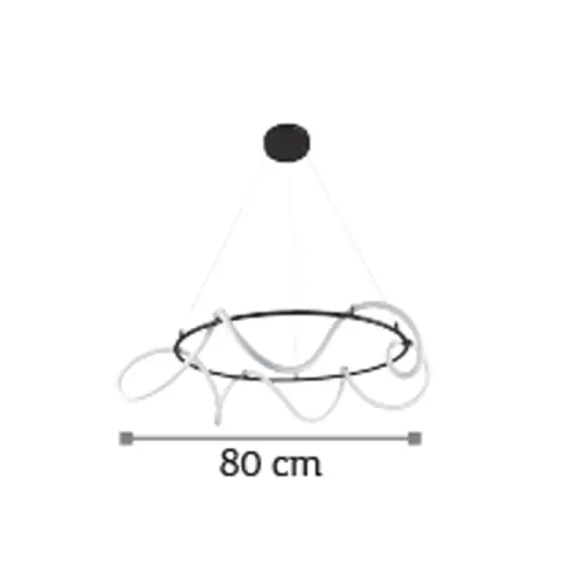 InLight Κρεμαστό φωτιστικό LED 80W 3000K από μαύρο μέταλλο και σωλήνα σιλικόνης D:80cm (6016-Α) 2