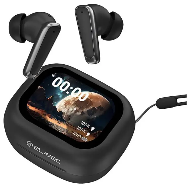 True Wireless Ακουστικά Bluetooth Blavec BW-07 Live ANC με Οθόνη LCD Μαύρο N71617