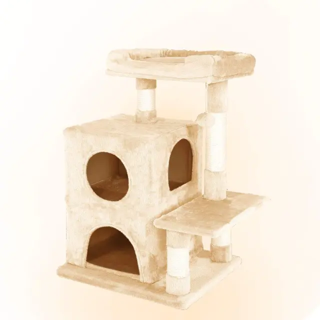Ονυχοδρόμιο Γάτας 4 Επιπέδων Μπεζ 50x40x80cm 3