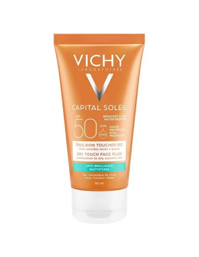 VICHY Capital Soleil SPF50 Αντιηλιακή Κρέμα Προσώπου με Λεπτόρρευστη Υφή & Ματ Αποτέλεσμα, για Μικτές - Λιπαρές & Ευαίσθητες Επιδερμίδες, 50ml