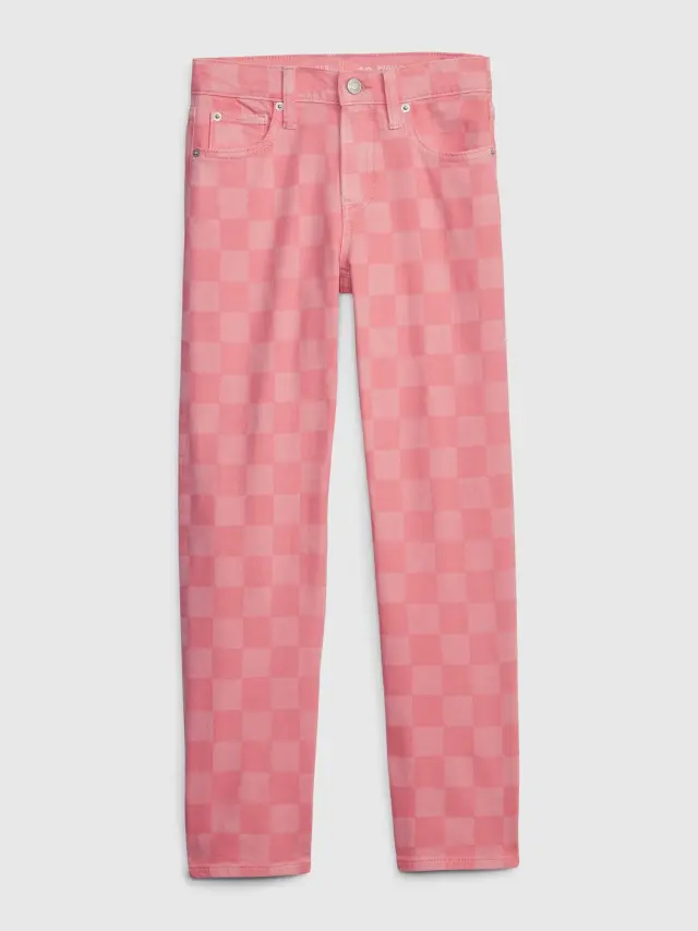 Ροζ Παιδικό High Rise Checkerboard '90s Loose Jean Παντελόνι με Washwell PINK CHECK