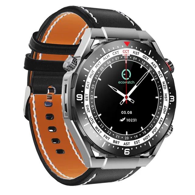Smartwatch Maxcom Ecowatch 1 1.52” 400mAh IP67 Μαύρο με Silicon PU Leather και Metal Band 2