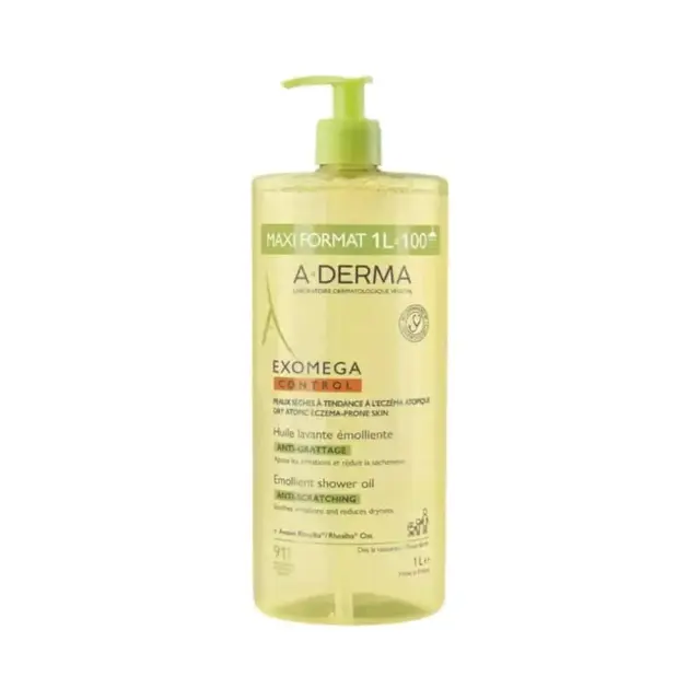A-Derma Exomega Control Emollient Shower Oil Μαλακτικό Έλαιο Καθαρισμού Κατά του Κνησμού για Ξηρό με Τάση Ατοπίας Δέρμα, 1L