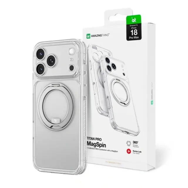 Amazingthing Θήκη Κινητού iPhone 18 Pro Max Titan Pro Spin Lens MagSafe Clear