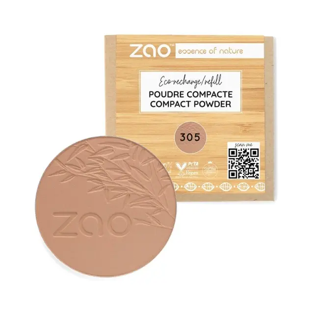 Zao Organic Compact Powder Refill – Βιολογική Ματ Πούδρα Προσώπου (Ανταλλακτικό) - 305 Pink Sand