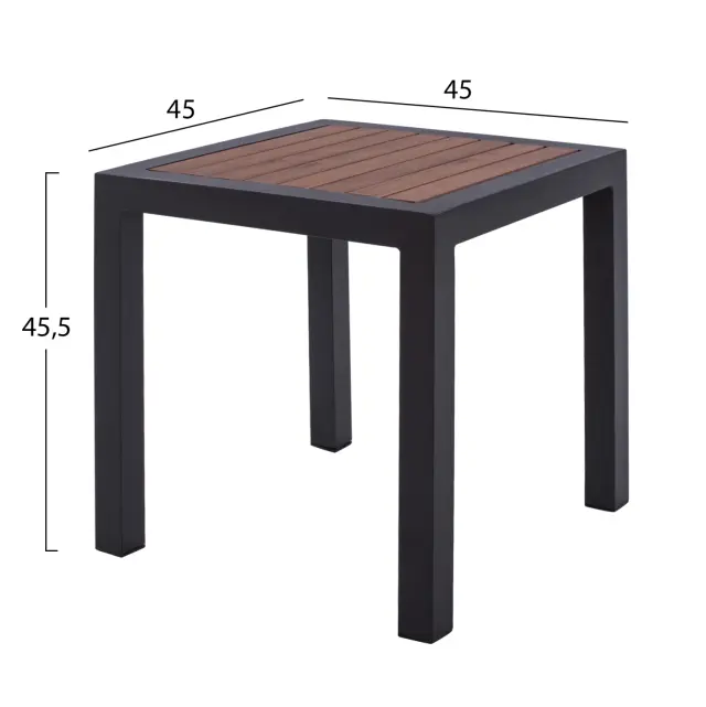 ΤΡΑΠΕΖΙ ΑΛΟΥΜΙΝΙΟΥ FB95403.02 ΓΚΡΙ ΜΕ POLYWOOD 45Χ45X45,5 εκ. 2