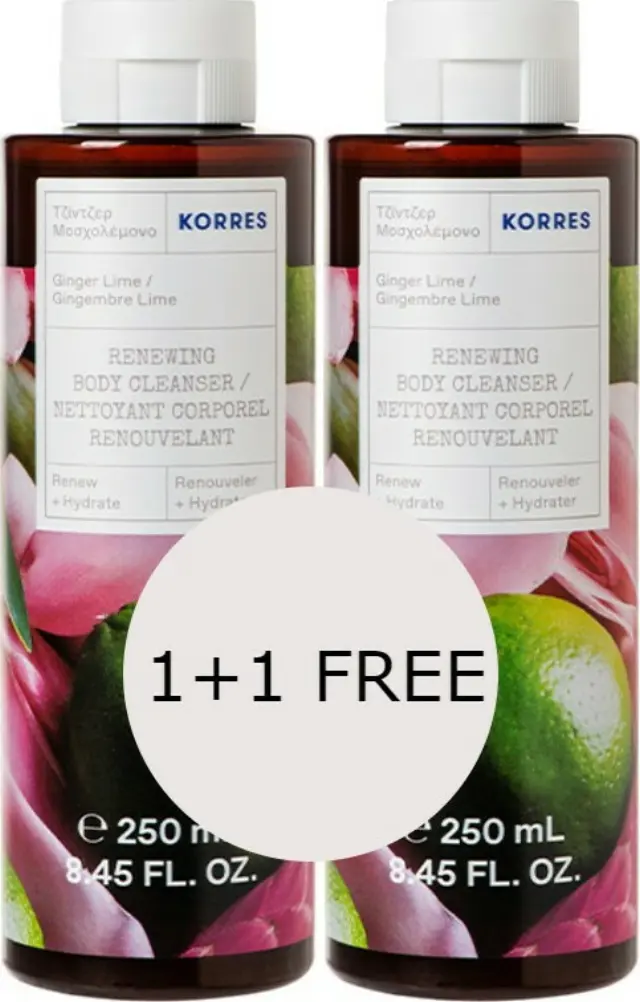 Korres Ginger & Lime Αφρόλουτρο 2x250ml 1&1 Δώρο