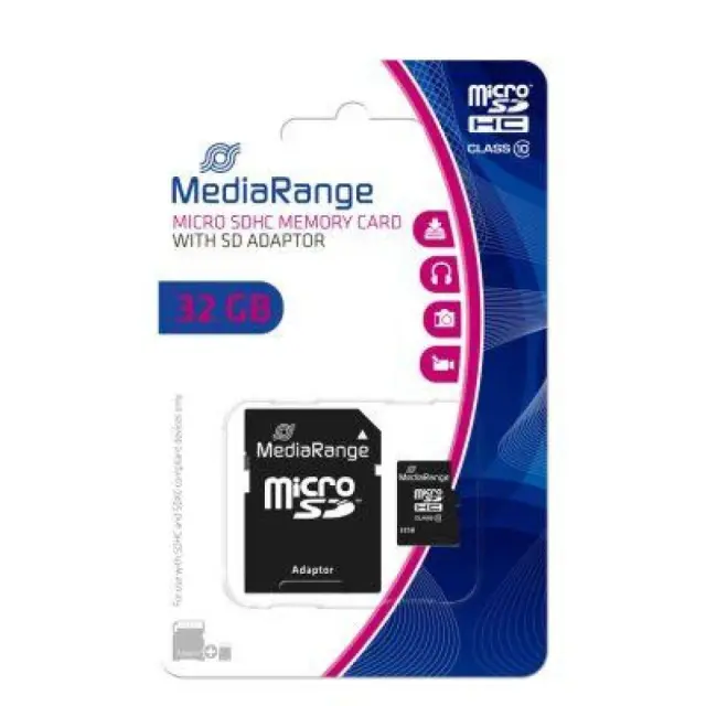 MediaRange Micro SDHC Class 10 With SD Adaptor 32 GB (High Capacity) (MR959) MR SSD & USB FLASH DRIVES & MEMORY CARDS