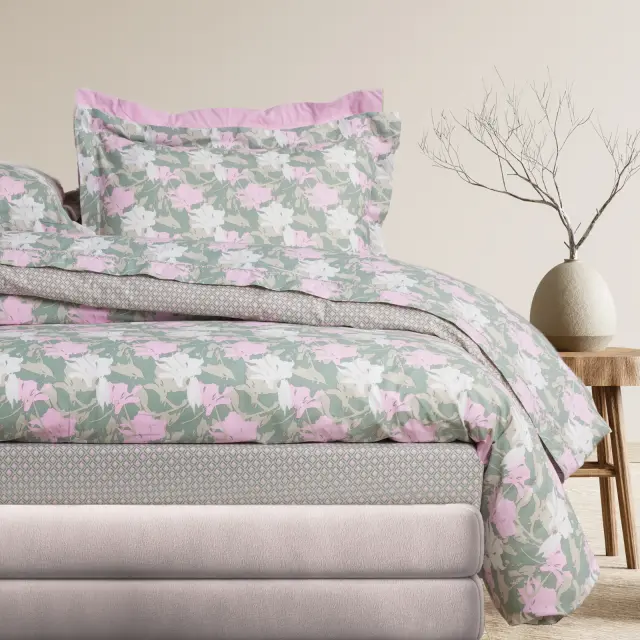 Σετ Σεντόνια 240x260 Υπέρδιπλα Daily Das Home 3175 Green-Pink 100% βαμβακερόΧωρίς Λάστιχο