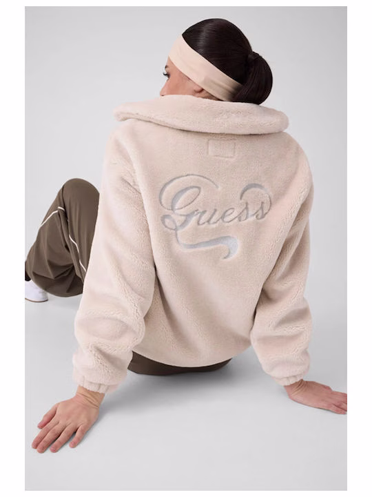 Guess Athleisure Γυναικείο Μπουφάν Εκρού Κρεμ - XS 2