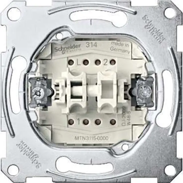 Two-circuit switch insert 1 pole, flush-mounted, 10 AX, AC 250 V, screwl. term.