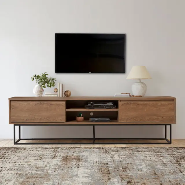 Έπιπλο τηλεόρασης Amedeo Megapap χρώμα καρυδί 180x40x50εκ.