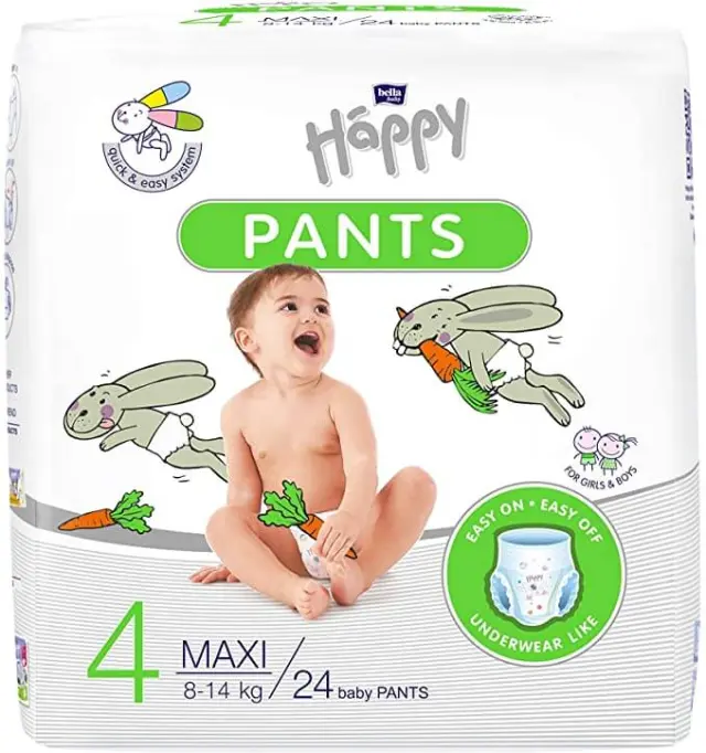 Happy Sensitive Pants παιδικες πανες βρακάκι MAXI - no4 - 8-14kg /96 ΤΕΜ (24τμχ x 4)