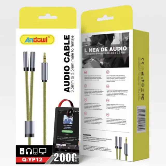 Andowl Καλώδιο Audio 3.5mm σε 3.5mm Αρσενικό και Διπλό Θηλυκό Q-YP12 2