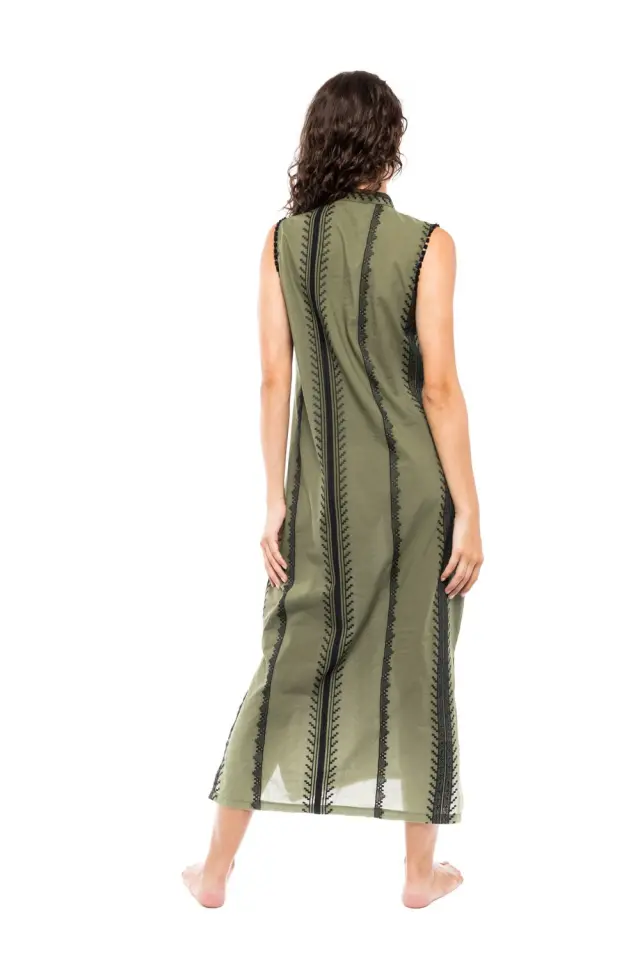 B241 - Black - BEACHWEAR GREEN & BLACK EMBROIDERY 3