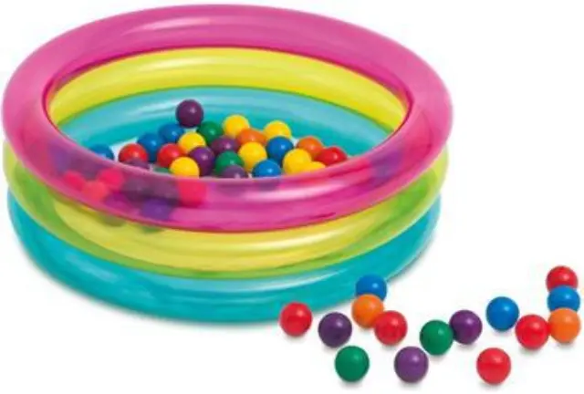 Intex Classic 3-Ring Baby Ball Pit Φουσκωτή Παιχνιδοπίστα Με 50 Μπάλες 86x25εκ, 1-3 Χρ.