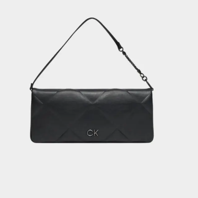 Calvin Klein - Γυναικεία Τσάντα Ώμου Re-Lock Quilt Wristelet Clutch K60K611333-BEH Μαύρο