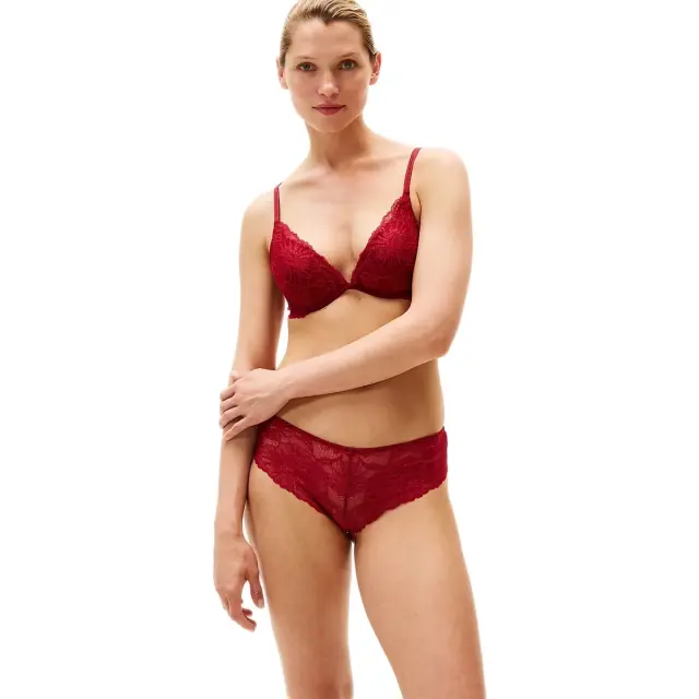 Tommy Hilfiger Γυναικείο Σουτιέν Push-Up Metallic Lace Plunge, Χρώμα Rouge