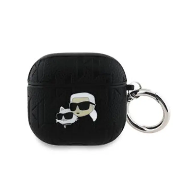 Karl Lagerfeld PU Embossed Karl and Choupette Heads Case for AirPods 4 Black