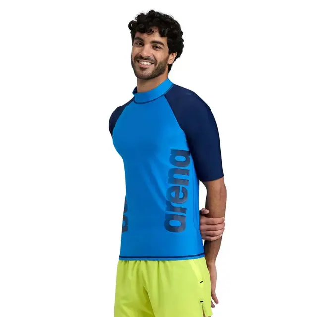 Arena Men's Shortsleeve Graphic UV Protection Rash Vest Tee Μπλε 006292-870 (Arena) - Small