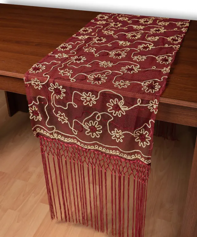 Τούλινη καρέ τραβέρσα 7180 (50cm x 200cm) μπορντώ - -