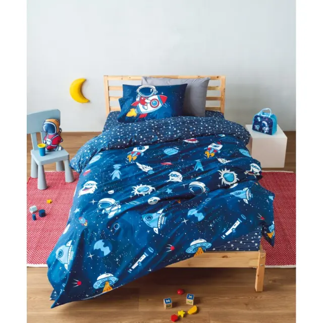 Σετ Παιδικά Σεντόνια Μονά 3 Τεμαχίων Kentia Pluton Blue- Ciel- Orange- Red- White 160x270