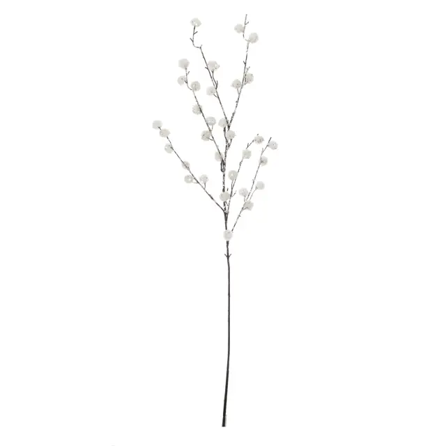 Κλαδάκι Χιονισμένο Με Λευκά Berries 105cm