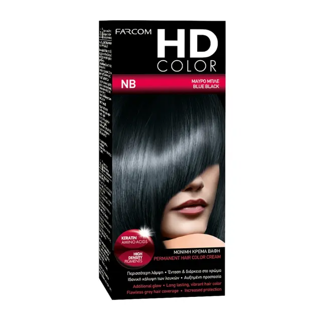 Farcom Βαφή Μαλλιών HD Color No NB Μαύρο Μπλε, 60ml